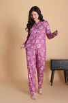 Zivame Knit Poly Pyjama Set - Red Violet — thumbnail 2
